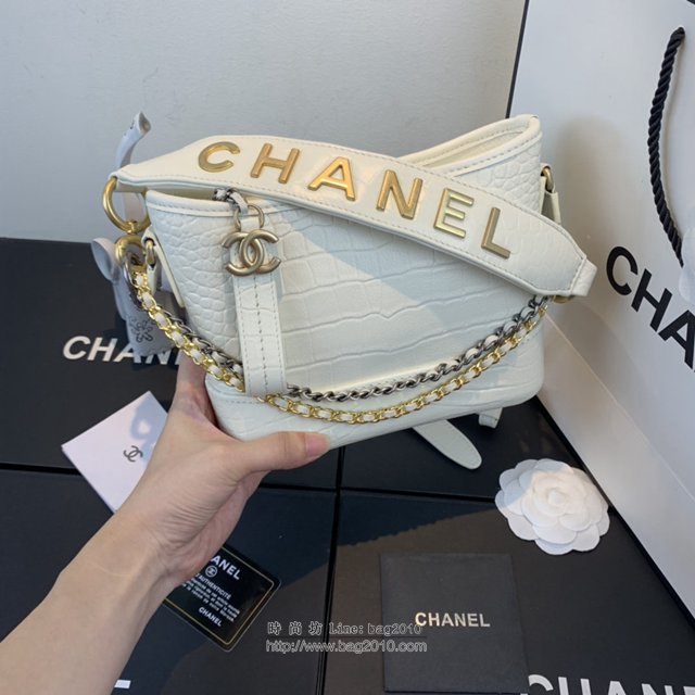 Chanel女包 91810 2019新款 Chanel Gabrielle鱷魚流浪包 皮裹鏈條 香奈爾肩背包 香奈兒流浪包  djc2620